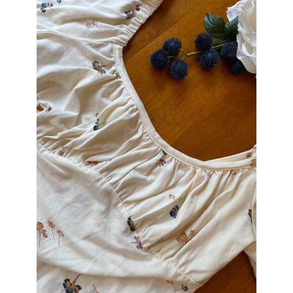 Free People Intimately Floral Puff Sleeve Bodysuit NWT Cottagecore Boho Dainty - Picture 6 of 13